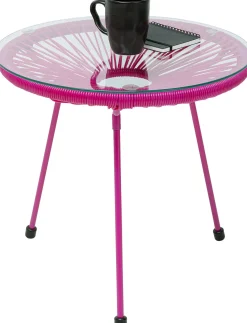 Best KARE Design Stolik ogrodowy różowy blat szklany okrągły Ø50 cm - KARE