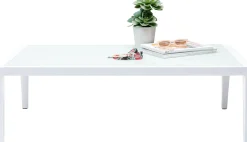 Outlet KARE Design Stolik ogrodowy Tiki 108x59 cm biały - blat szklany - KARE