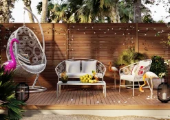 Outlet KARE Design Stolik ogrodowy Tiki 108x59 cm biały - blat szklany - KARE