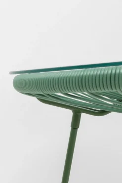 Hot KARE Design Stolik ogrodowy zielony blat szklany okrągły Ø50 cm - KARE