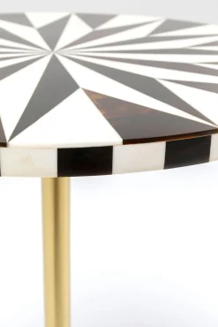 Fashion KARE Design Stolik pomocniczy biało-brązowy MDF i stal Ø40x50 cm - KARE