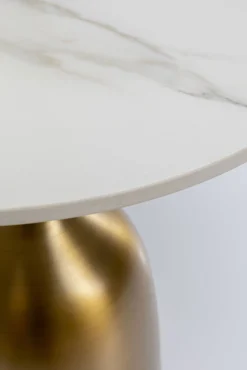 New KARE Design Stolik pomocniczy blat biały ceramiczny podstawa stalowa złota Ø45 cm - KARE