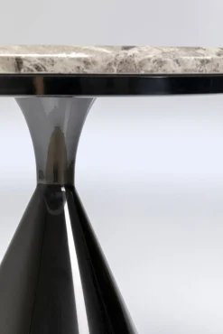 Hot KARE Design Stolik pomocniczy blat kolor marmur podstawa grafitowa stal nierdzewna Ø50 cm - KARE