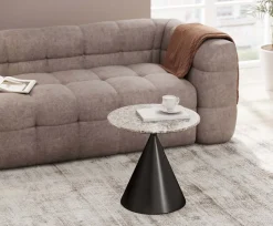 Hot KARE Design Stolik pomocniczy blat kolor marmur podstawa grafitowa stal nierdzewna Ø50 cm - KARE