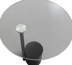 New KARE Design Stolik pomocniczy blat okrągły szklany podstawa marmur i stal Ø46 cm - KARE