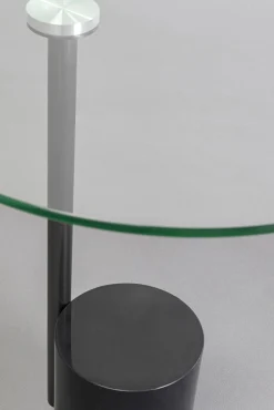 New KARE Design Stolik pomocniczy blat okrągły szklany podstawa marmur i stal Ø46 cm - KARE