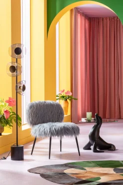 Sale KARE Design Stolik pomocniczy blat szkło hartowane podstawa czarna lew morski Ø50 cm - KARE