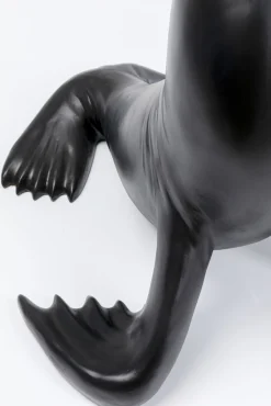 Sale KARE Design Stolik pomocniczy blat szkło hartowane podstawa czarna lew morski Ø50 cm - KARE