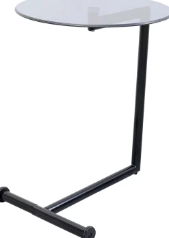 Sale KARE Design Stolik pomocniczy czarny blat szklany okrągły Ø46x63 cm - KARE