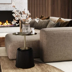 Online KARE Design Stolik pomocniczy czarny blat złoty stal satynowa Ø40x55 cm - KARE