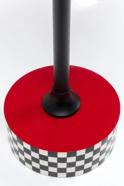 Fashion KARE Design Stolik pomocniczy czerwony MDF i stal Ø40x50 cm szachownica - KARE