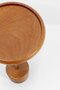 Hot KARE Design Stolik pomocniczy drewno mango brązowe i stal złota Ø20x61 cm - KARE