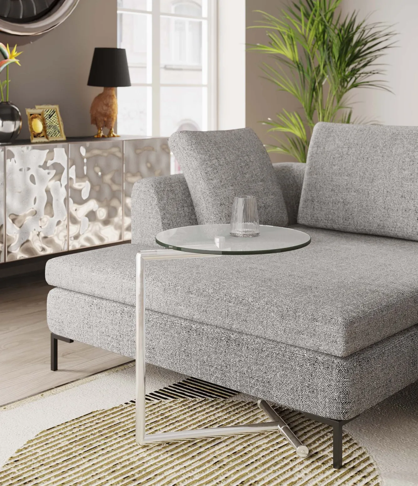 Online KARE Design Stolik pomocniczy Easy Living Ø46 cm transparentno-srebrny - KARE