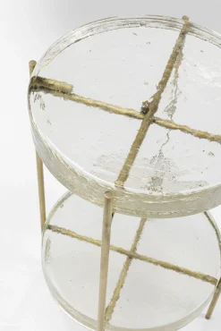 Fashion KARE Design Stolik pomocniczy Ice Double Ø30xH50 cm złoty - blat szklany - KARE