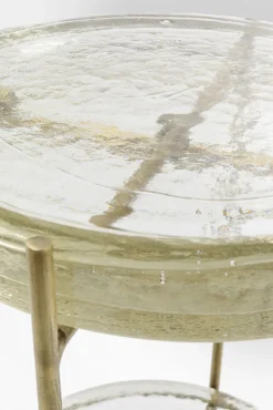 Fashion KARE Design Stolik pomocniczy Ice Double Ø30xH50 cm złoty - blat szklany - KARE