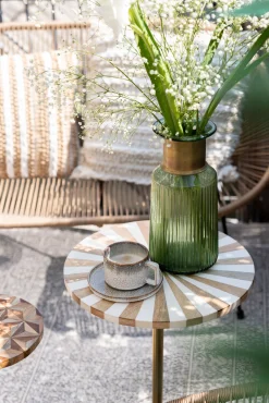 Fashion KARE Design Stolik pomocniczy MDF i stal biało-złoty Ø40x50 cm - KARE