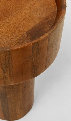 Clearance KARE Design Stolik pomocniczy okrągły brązowy z drewna mango Ø35x55 cm - KARE