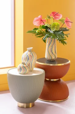 Sale KARE Design Stolik pomocniczy okrągły zielony podstawa złota Ø47 cm - KARE