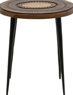 Outlet KARE Design Stolik pomocniczy owalny boho drewno mango i stal 40x30 cm - KARE