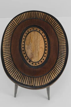 Outlet KARE Design Stolik pomocniczy owalny boho drewno mango i stal 40x30 cm - KARE