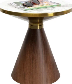 Best KARE Design Stolik pomocniczy z ceramicznym blatem podstawa brązowa Ø50 cm - KARE