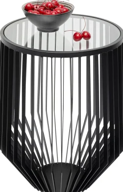 Discount KARE Design Stolik pomocniczy z czarną stalową podstawą blat szklany transparentny Ø40x50 cm - KARE