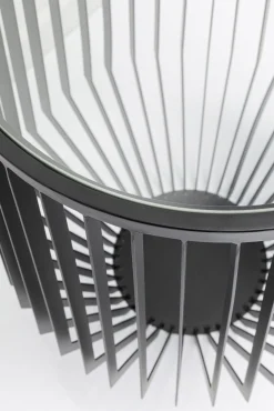 Discount KARE Design Stolik pomocniczy z czarną stalową podstawą blat szklany transparentny Ø40x50 cm - KARE