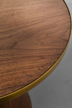 Clearance KARE Design Stolik pomocniczy z fornirowanym blatem brązowy Ø50 cm - KARE