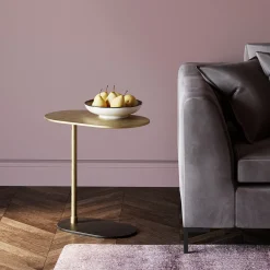 Outlet KARE Design Stolik pomocniczy złoty aluminium 50xH59 cm czarna podstawa - KARE