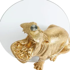 Outlet KARE Design Stolik pomocniczy złoty hipopotam blat szklany Ø48xH60 cm - KARE