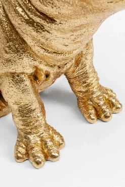 Outlet KARE Design Stolik pomocniczy złoty hipopotam blat szklany Ø48xH60 cm - KARE