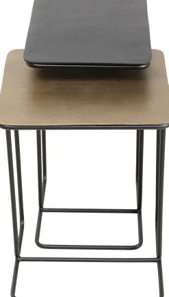 Outlet KARE Design Stoliki pomocnicze blaty aluminiowe nogi stalowe czarny i złoty 2-set - KARE