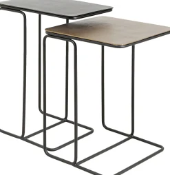 Outlet KARE Design Stoliki pomocnicze blaty aluminiowe nogi stalowe czarny i złoty 2-set - KARE