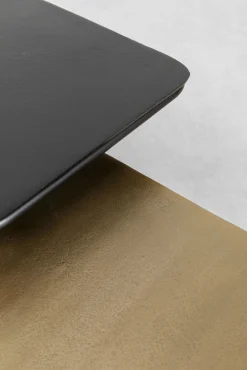 Outlet KARE Design Stoliki pomocnicze blaty aluminiowe nogi stalowe czarny i złoty 2-set - KARE