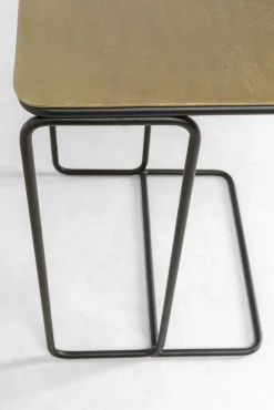 Outlet KARE Design Stoliki pomocnicze blaty aluminiowe nogi stalowe czarny i złoty 2-set - KARE
