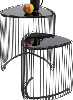 Hot KARE Design Stoliki pomocnicze czarne blaty trójkątne szklane 2-set - KARE