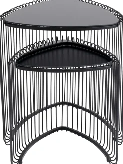 Hot KARE Design Stoliki pomocnicze czarne blaty trójkątne szklane 2-set - KARE