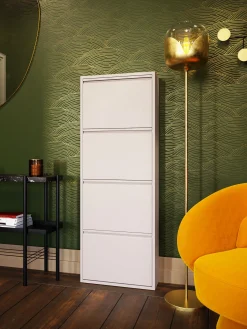 Hot KARE Design Szafka na buty stalowa 4 półki kolor kremowy 50x136 cm - KARE