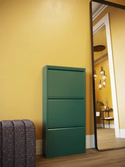 Outlet KARE Design Szafka na buty stalowa 3 półki kolor zielony 50x103 cm - KARE