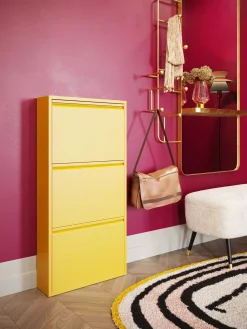 Online KARE Design Szafka na buty stalowa 3 półki kolor żółty 50x103 cm - KARE