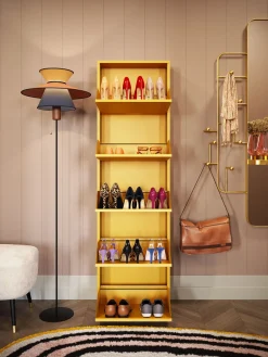 Outlet KARE Design Szafka na buty stalowa 5 półek kolor żółty 50x170 cm - KARE