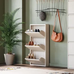 Hot KARE Design Szafka na buty stalowa kremowa 3 przegródki 50x104 cm - KARE