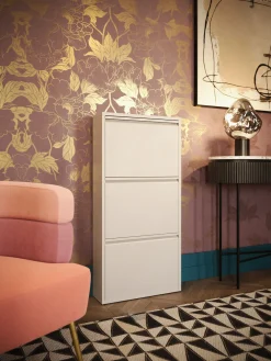 Hot KARE Design Szafka na buty stalowa kremowa 3 przegródki 50x104 cm - KARE