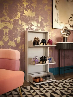 Hot KARE Design Szafka na buty stalowa kremowa 3 przegródki 50x104 cm - KARE