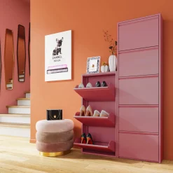 Fashion KARE Design Szafka na buty stalowa różowa 5 przegródek 50x173 cm - KARE