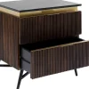 New KARE Design Szafka nocna Catalina 51x58 cm drewno mango ciemnobrązowe - blat marmur - KARE