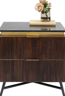 New KARE Design Szafka nocna Catalina 51x58 cm drewno mango ciemnobrązowe - blat marmur - KARE