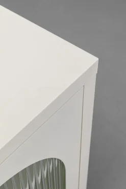 New KARE Design Szafka nocna 1-drzwiowa biała stal i szkło 40x60 cm - KARE