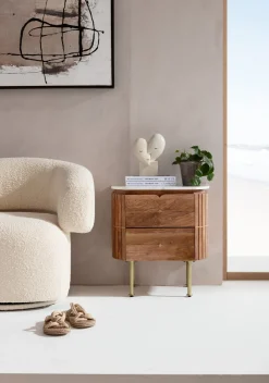 New KARE Design Szafka nocna Grace 50x55 cm drewno mango - blat marmur - KARE