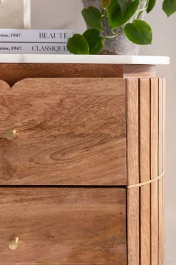 New KARE Design Szafka nocna Grace 50x55 cm drewno mango - blat marmur - KARE